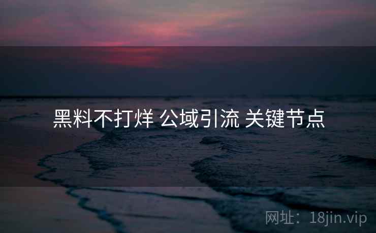 黑料不打烊 公域引流 关键节点